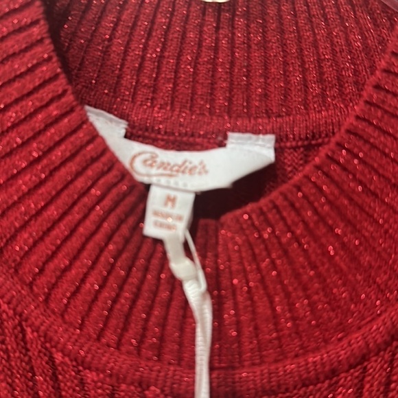 Candies size M red, mock turtleneck, sleeveless sparkly, sweater, dress - Picture 3 of 6